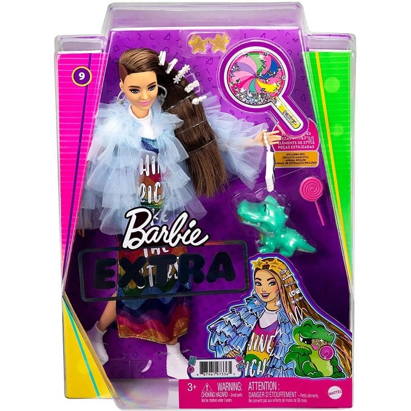 Bambole Barbie Extra, Bambola capelli castani, Cucciolo e Tanti Accessori
