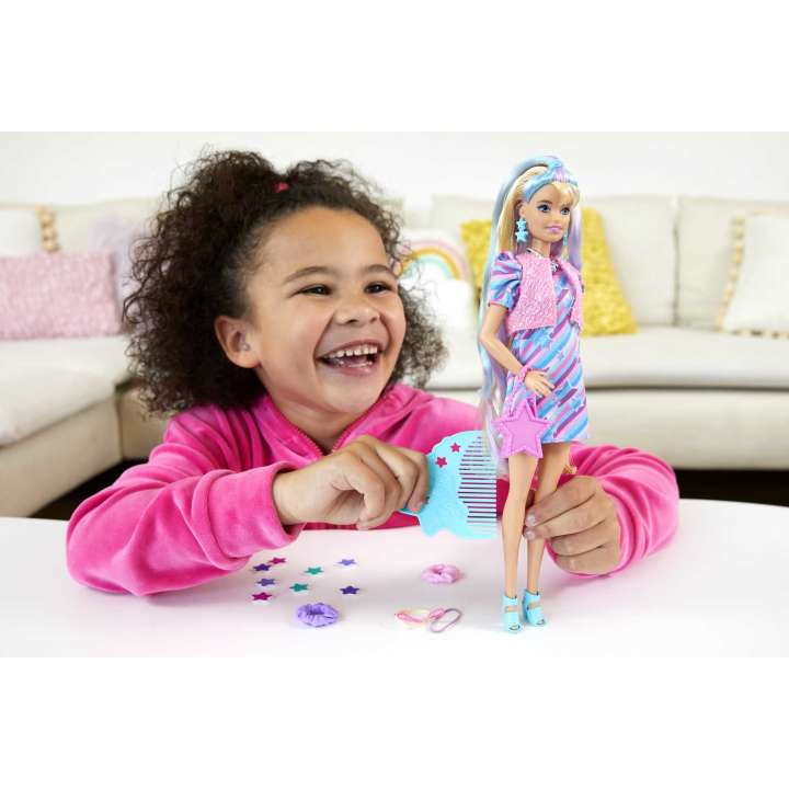Bambole Barbie Totally Super Chioma, Bambola con Lunghi Capelli Biondi