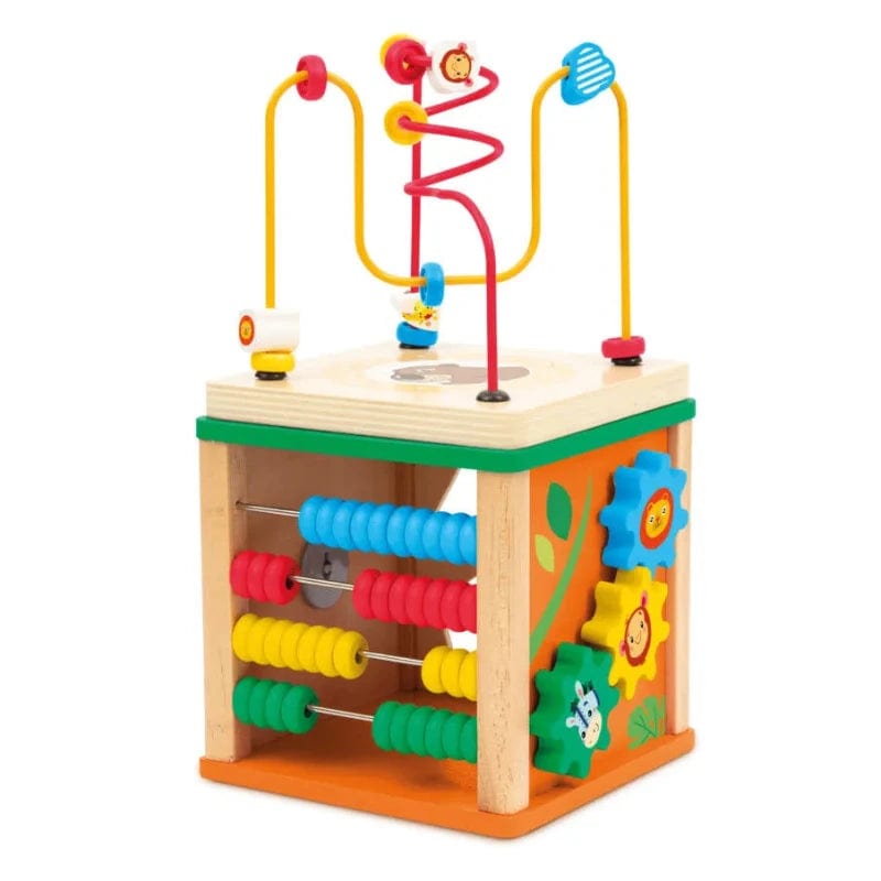 Cubo Attività In Legno KABENFIS 8-in-1 Con Tracciato, Ruote E Labirinto, Giocattolo Educativo Per Bambini E Bambine