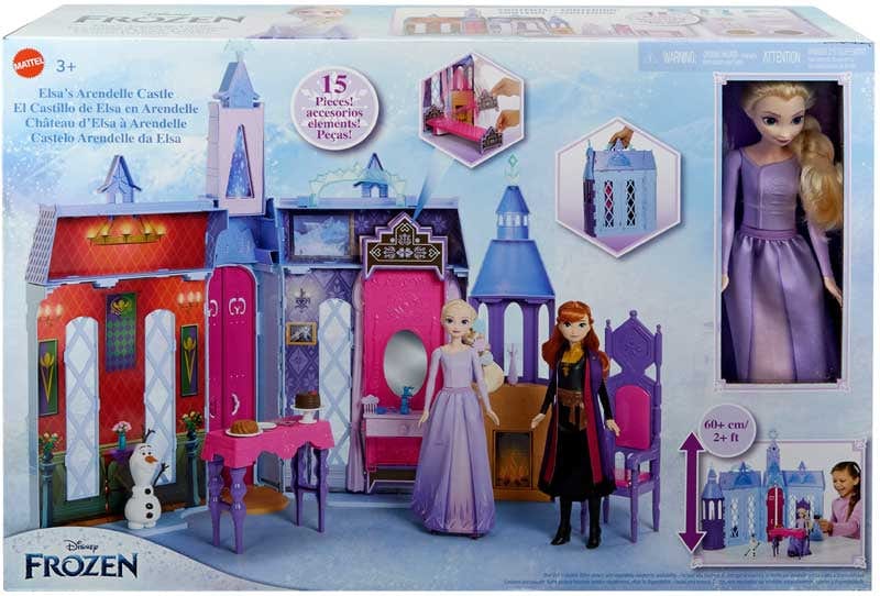 Case delle bambole Frozen Castello Portatile di Arendelle, include nuova bambola Elsa Frozen 2 Castello Portatile di Elsa | Palazzo di Ghiaccio
