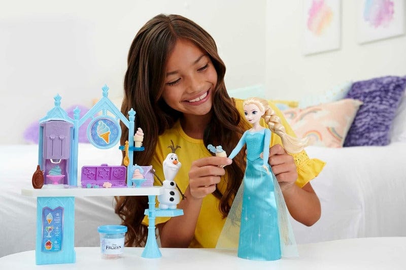 Bambole Disney Frozen Carretto dei Gelati di Elsa e Olaf, playset con pasta modellabile e Accessori - HMJ48