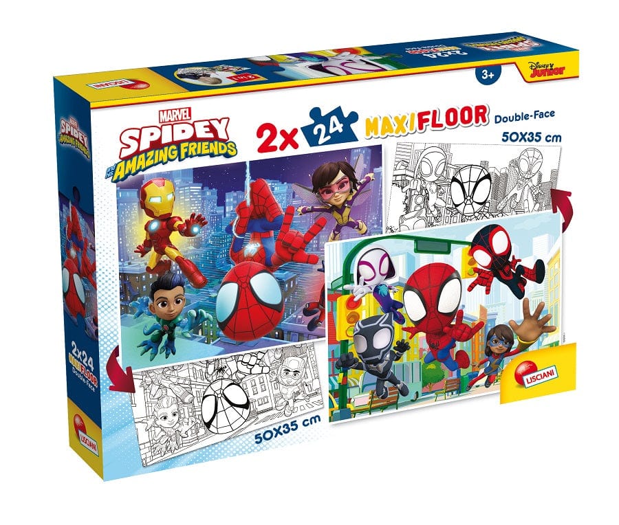 Puzzle Puzzle Spidey e i suoi fantastici amici 2 x 24 Tessere Grandi con lato Colorabile