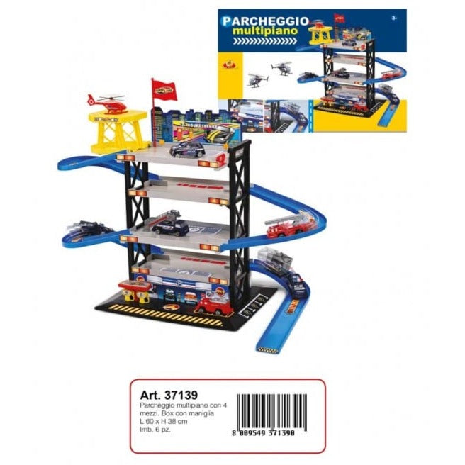 Giochi e giocattoli Parcheggio multipiano con 4 Macchinine, Dimensioni Imballo 60x40cm - Promo