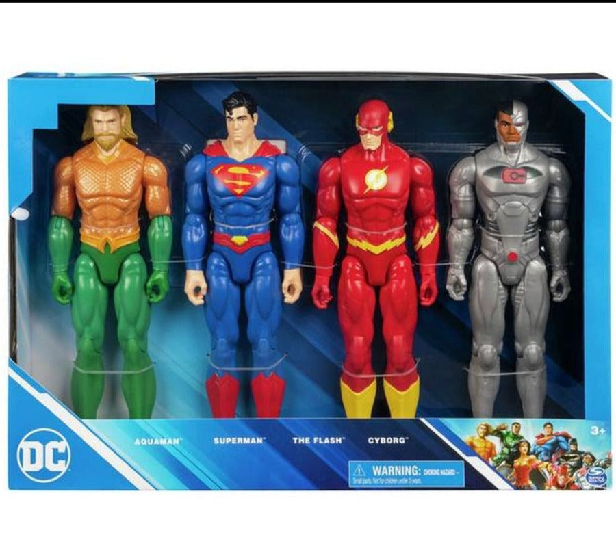 Super Eroi DC, Set di 4 Personaggi da 30cm Batman set 3 Personaggi, Action Figure Batman e Robin