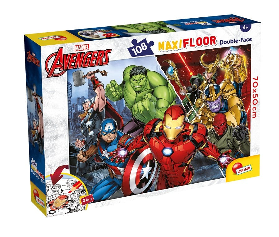Puzzle Puzzle Avengers 108 Pezzi con Tessere Grandi Doppia Faccia con Lato da Colorare