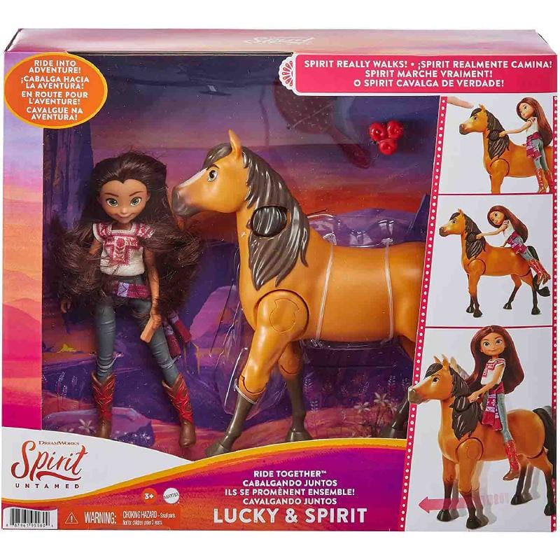 Bambole Spirit Bambola con Cavallo che cammina, Lucky e Spirit Cavalcando Insieme Spirit Bambola con Cavallo che cammina, Lucky e Spirit