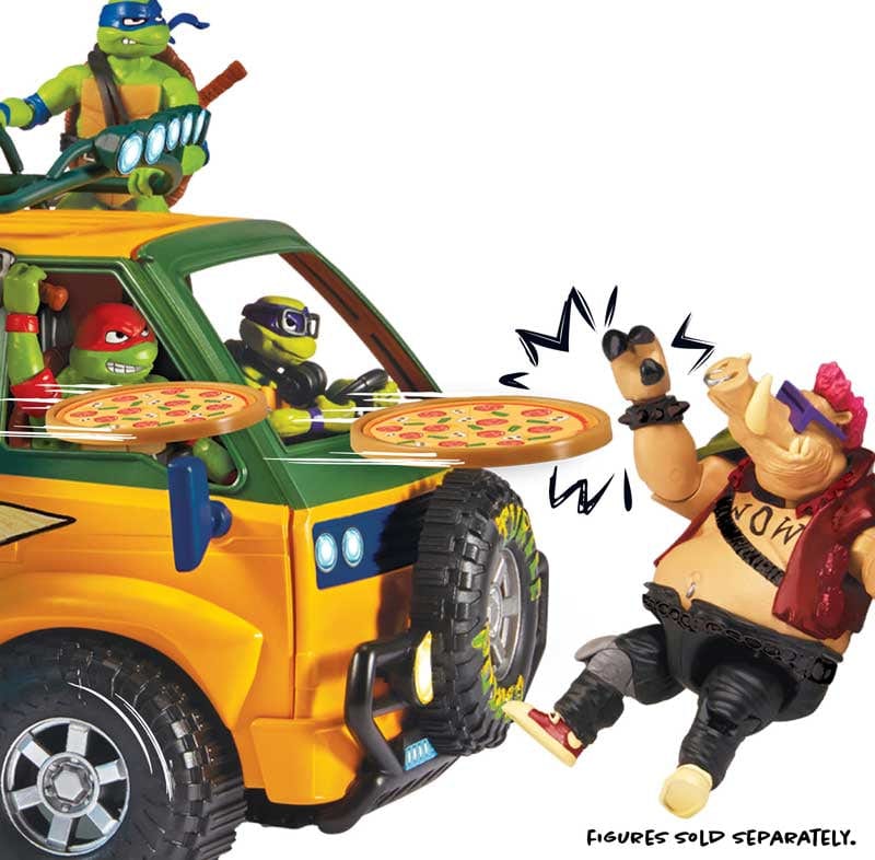Action Figures Tartarughe Ninja Pizza Fire Van, Veicolo Spara Pizze Motorizzato Tartarughe Ninja Pizza Fire Van, Veicolo Spara Pizze Motorizzato