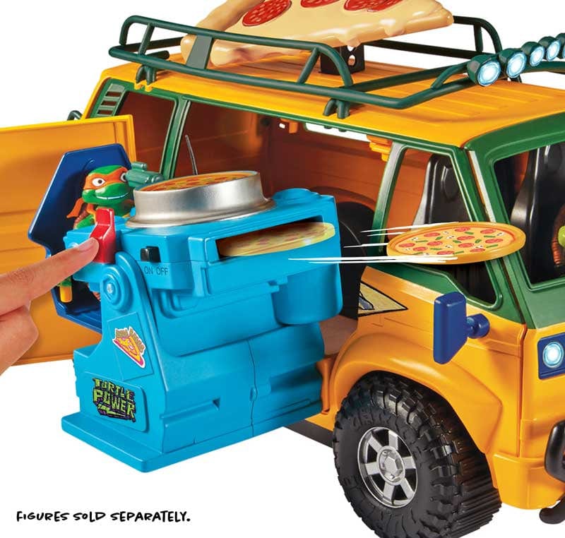Action Figures Tartarughe Pizza Fire Van, Veicolo Spara Pizze Motorizzato Tartarughe Ninja Pizza Fire Van, Veicolo Spara Pizze Motorizzato