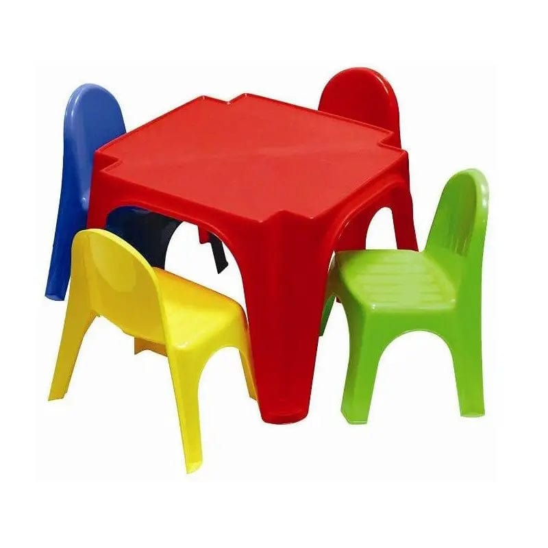 Set Tavolo E Sedie Per Bambini Con Ombrellone | 4 Posti | Legno Abete Grigio