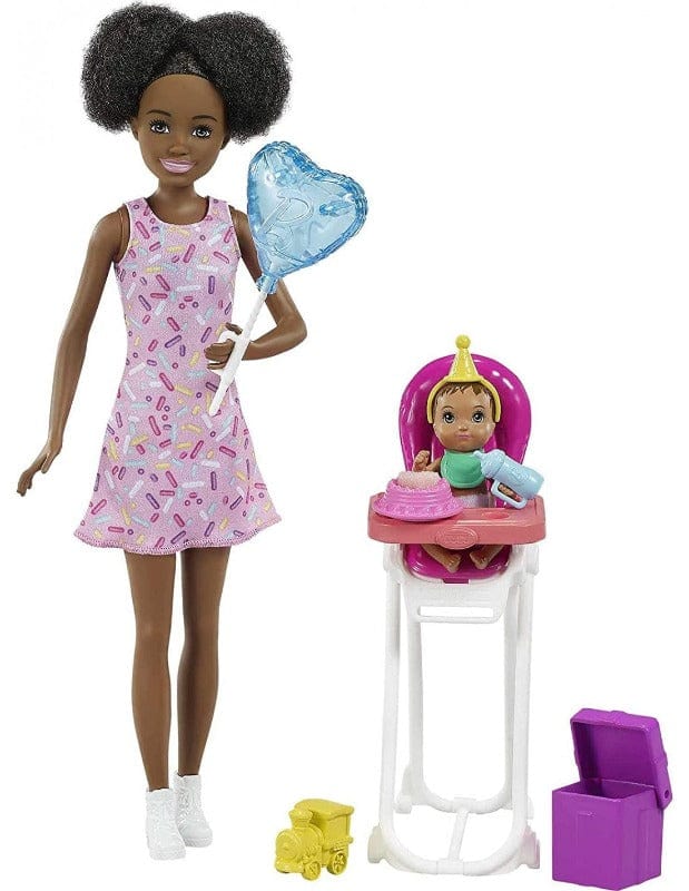 Bambole Barbie Babysitter Skipper con seggiolone pappa e accessori