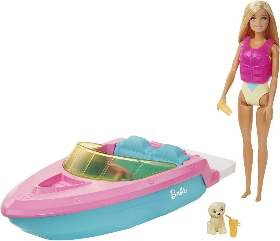 Bambole Barbie con Motoscafo, Bambola con Barca Galleggiante e Accessori