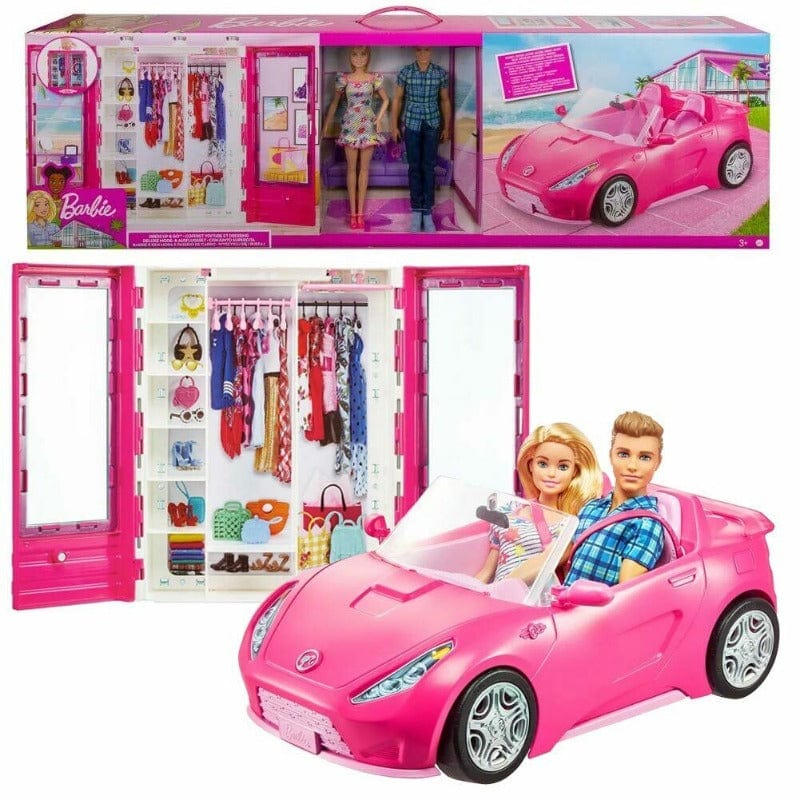 Bambole Barbie e Ken, Maxi set che include Bambole, Macchina e Armadio