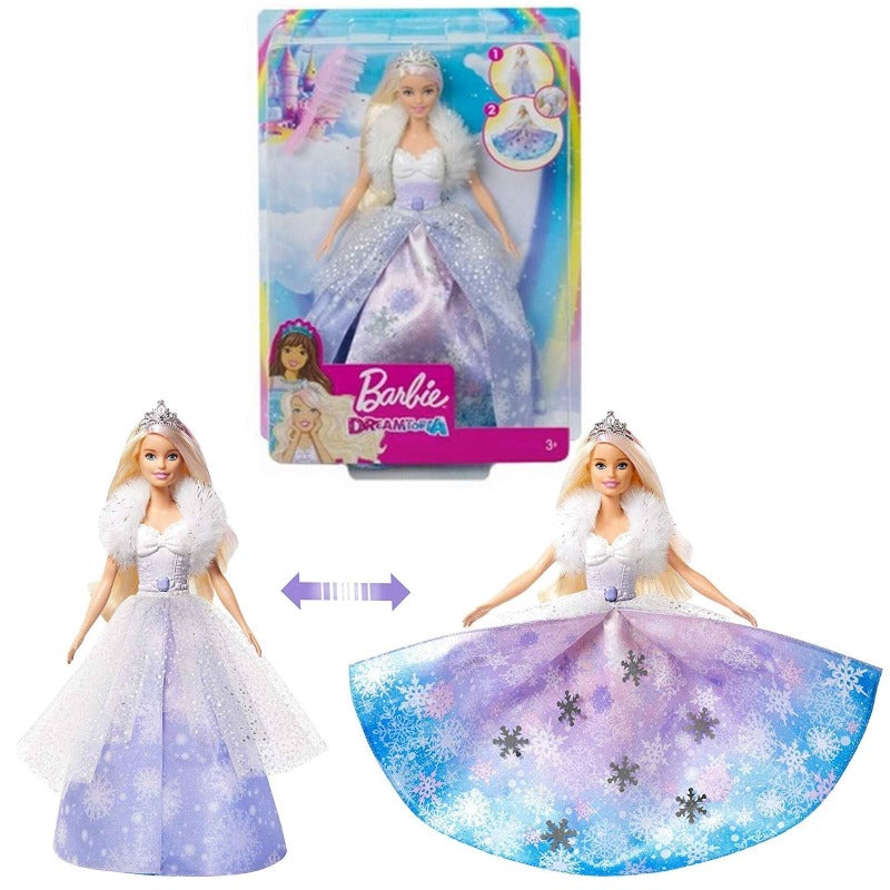 bambola Barbie Principessa Magia di Inverno, Bambola con Vestito Trasformabile Barbie Principessa Bambola 