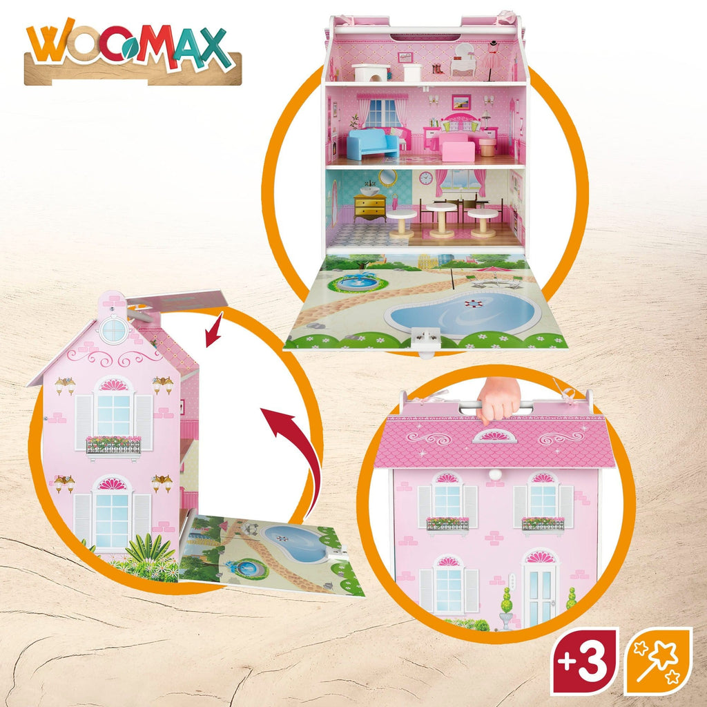 Casa delle Bambole in Legno con Mobili - The Toys Store