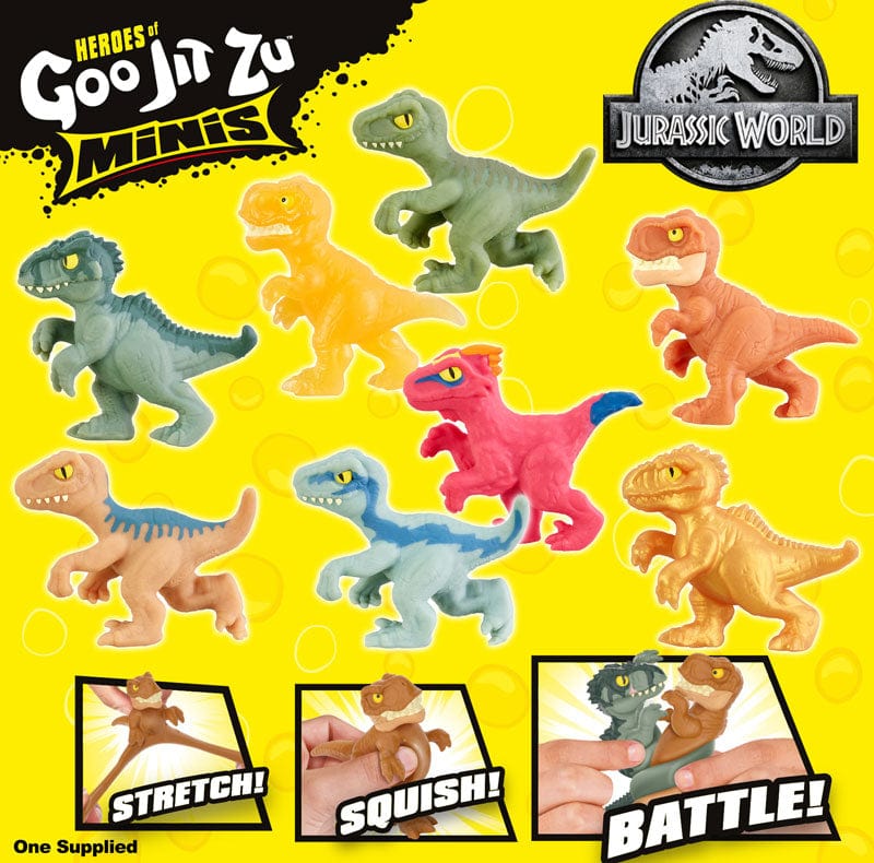 Action figure Goo Jit Zu Jurassic World Mini Dinosauri Allungabili