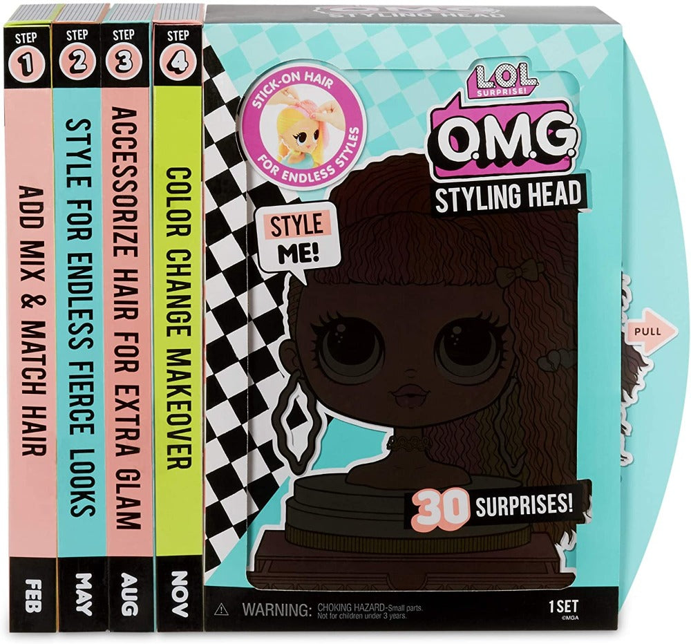 L.O.L. Surprise O.M.G Testa Neonlicious con Stick-on Hair infinite acconciature - The Toys Store