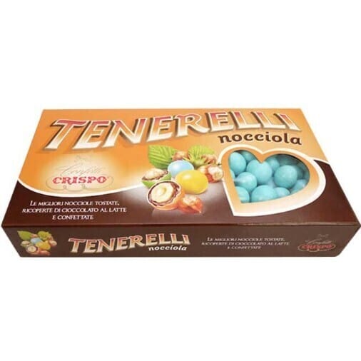 Party - Dolciumi Confetti Tenerelli Rotondi Azzurri alla Nocciola 1 kg - Crispo Confetti Tenerelli Rotondi Azzurri alla Nocciola 1 kg - Crispo