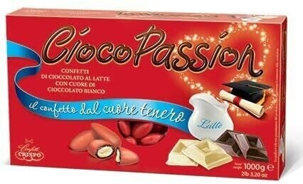 Party - Dolciumi Confetti Ciocopassion Rossi al Cioccolato Bianco 1 Kg- Crispo Confetti Ciocopassion Rossi al Cioccolato Bianco 1 Kg- Crispo
