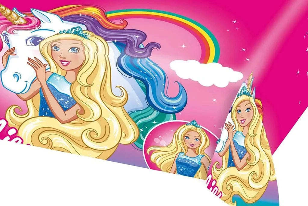 Party Tovaglia Barbie Unicorno in Plastica 120x180 Tovaglia Barbie Unicorno in Plastica 120x180