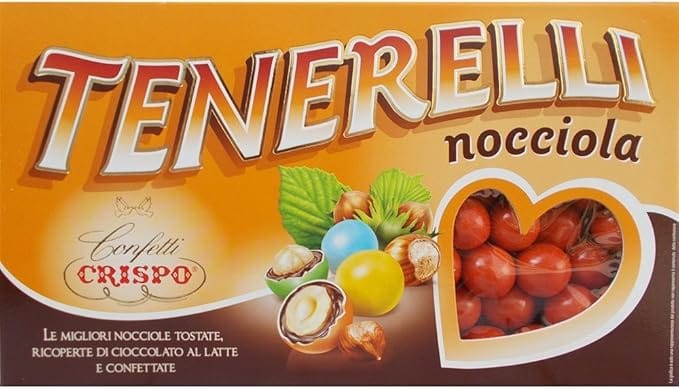 Party - Dolciumi Confetti Tenerelli Rossi Rotondi al Gusto Nocciola 1 Kg - Crispo Confetti Tenerelli Rossi Rotondi al Gusto Nocciola 1 Kg - Crispo