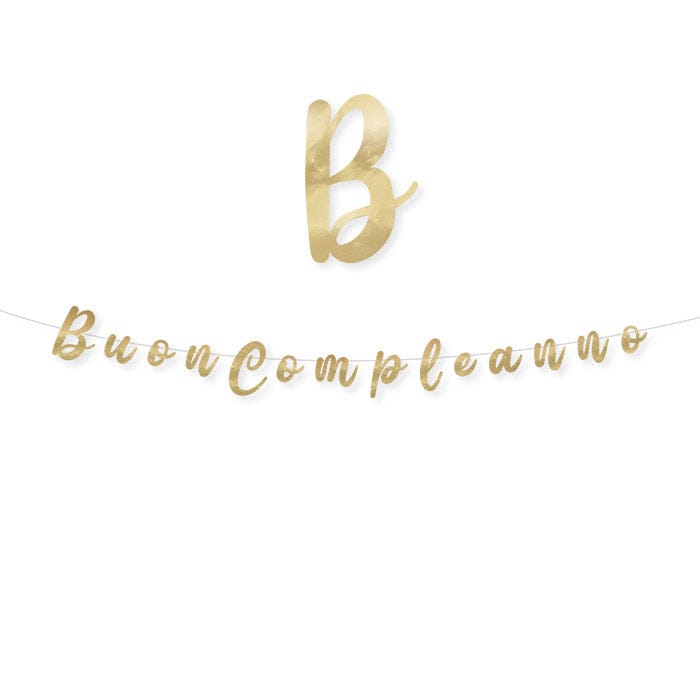 Party Festone Scritta Buon Compleanno Oro Metal 300x15 cm -BigParty Festone Scritta Buon Compleanno Oro Metal 300x15 cm -BigParty