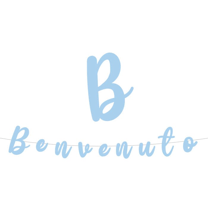 Party Festone Scritta Benvenuta Azzurro 300x15 cm - BigParty Festone Scritta Benvenuta Azzurro 300x15 cm - BigParty