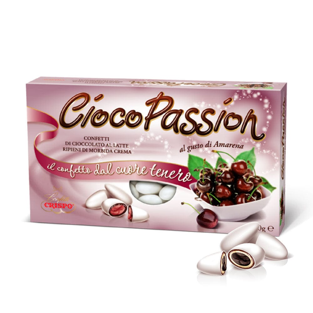 Party - Dolciumi Confetti Ciocopassion al Latte Bianco al Gusto Amarena 1 Kg- Crispo Confetti Ciocopassion al Latte Bianco al Gusto Amarena 1 Kg- Crispo