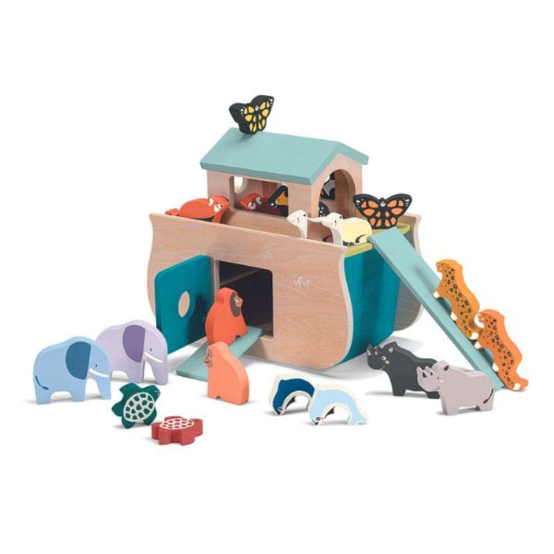 Giocattoli in Legno Nuova Arca di Noè in legno, playset con Animali 24 Pezzi Nuova Arca di Noè in legno, playset con Animali 24 Pezzi