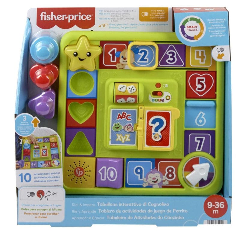 Giocattoli educativi Fisher-Price Pannello Interattivo di Cagnolino versione multilingue, gioco sensoriale per neonati con luci e contenuti didattici Smart Stages +9 Mesi Fisher-Price Pannello Interattivo di Cagnolino versione multilingue, gioco sensoriale per neonati con luci e contenuti didattici Smart Stages +9 Mesi