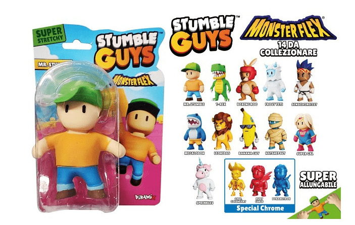 Action figure Monster Flex Stumble Guys, Personaggi Allungabili Monster Flex Stumble Guys, Personaggi Allungabili