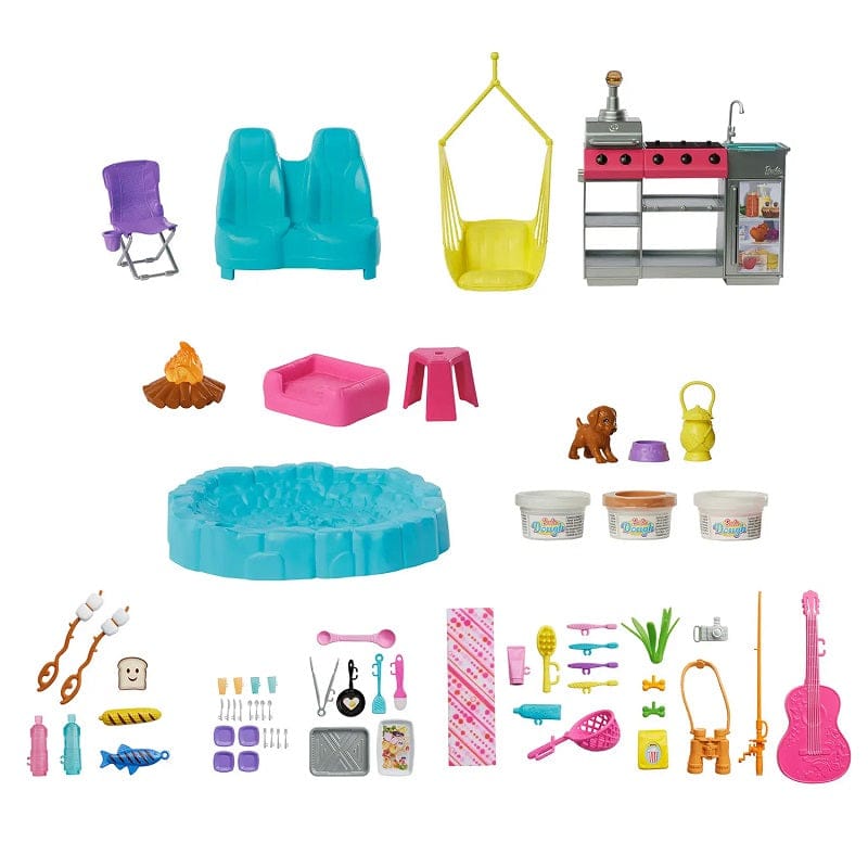 Bambole, playset e giocattoli Nuovo Camper dei Sogni di Barbie con 60 Accessori, Include Tenda sul Tetto e Altalena Nuovo Camper dei Sogni di Barbie con 60 Accessori, Include Tenda sul Tetto e Altalena