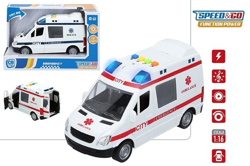 macchinine Ambulanza Giocattolo con Luci, Suoni Veicolo a Frizione