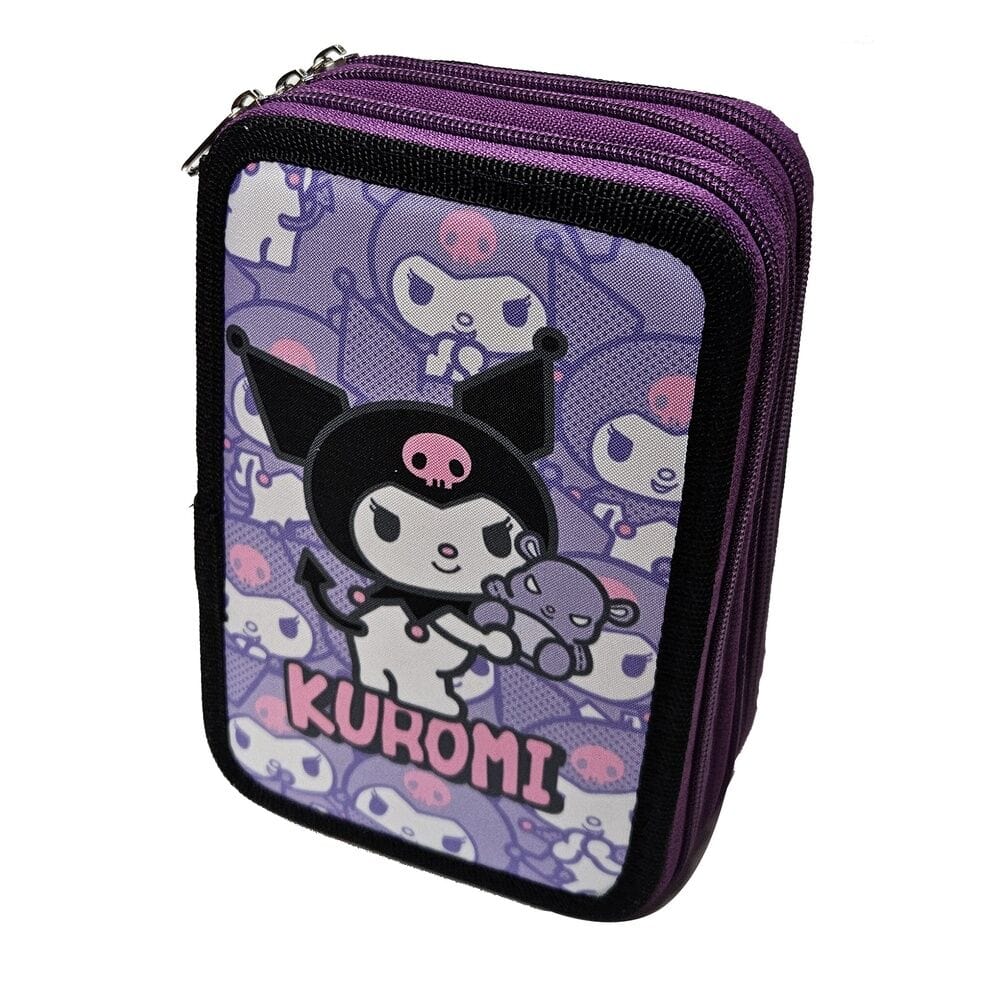 Zaino Trolley Astuccio Triplo Kuromi Hello Kitty, Portacolori 3 Zip che include 36 pezzi Astuccio Triplo Kuromi Hello Kitty, Portacolori 3 Zip che include 36 pezzi