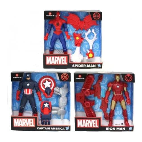 Giocattoli Avengers Super Heroes, Personaggi da 25cm con Armature Avengers Mech Strike, Guanto di Iron Man StrikeShot - The Toys Store