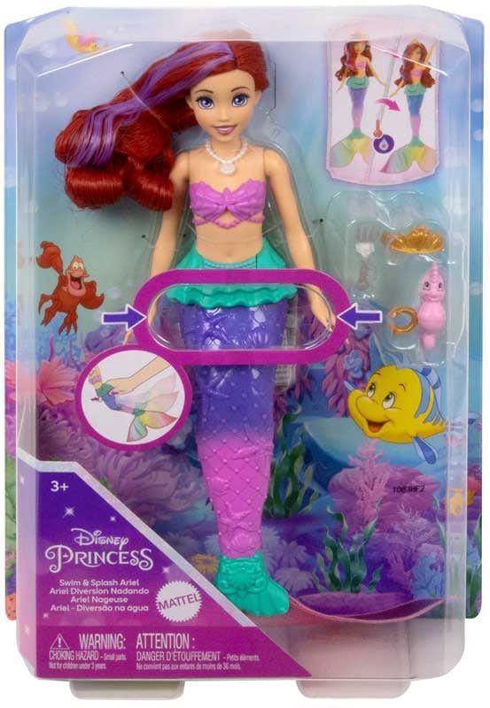 Bambole Disney Ariel Bambola Sirena Nuotatrice con Coda Cambia Colore