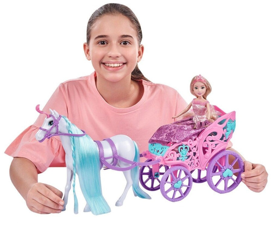 Bambole Principessa con Carrozza e Cavallo, grande playset Glitzeez Principessa con Carrozza e Cavallo, grande playset