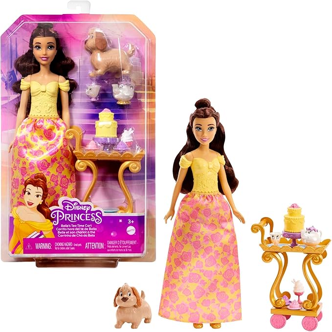 Bambole Disney Princess Belle Bambola con servizio da tè, playset che include accessori Disney Princess Belle Bambola con servizio da tè, playset che include accessori