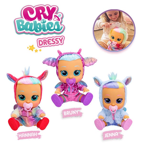 Cry Babies Fantasy, Nuove Bambole con Capelli Veri, Dressy Hannah, Jenna e Bruny Cry Babies Fantasy, Nuove Bambole Capelli Veri, Hannah, Jenna e Bruny