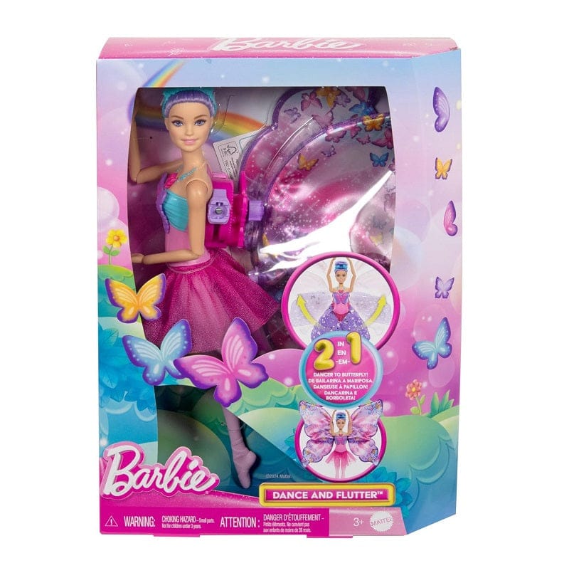 Bambole Barbie Ali Scintillanti, bambola dai capelli viola 2 in 1 da ballerina a farfalla con ali apribili Barbie Ali Scintillanti, bambola dai capelli viola 2 in 1 da ballerina a farfalla con ali apribili