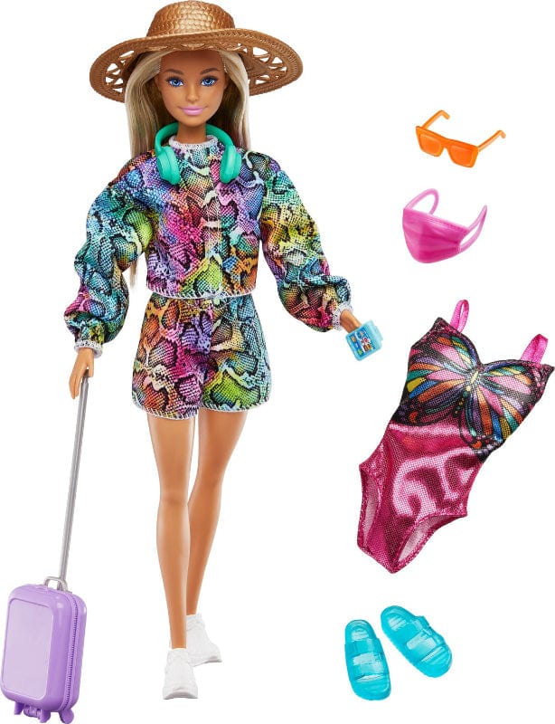 Bambole, playset e giocattoli Barbie Summer Travel Fun, Bambola con Accessori alla moda Barbie Summer Travel Fun, Bambola con Accessori alla moda