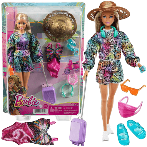 Bambole, playset e giocattoli Barbie Summer Travel Fun, Bambola con Accessori alla moda Barbie Summer Travel Fun, Bambola con Accessori alla moda