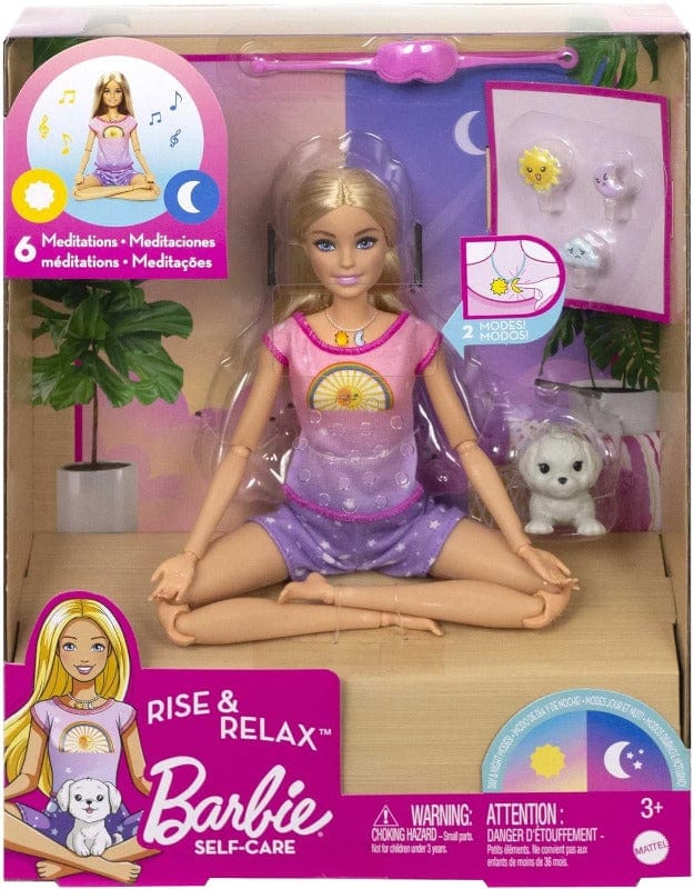 Bambole Barbie Benessere e Meditazione, Bambola bionda con luce e musica per la meditazione, cagnolino e 3 emoticon da collegare Barbie Benessere e Meditazione, Bambola bionda con luce e musica 