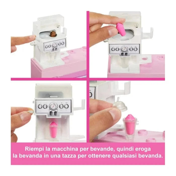 Bambole, playset e giocattoli Caffetteria di Barbie, playset con accessori e bambola barista Caffetteria di Barbie, playset con accessori e bambola barista