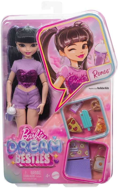 Bambole Barbie dream besties Renee, bambola mora con accessori Barbie dream besties Renee, bambola mora con accessori
