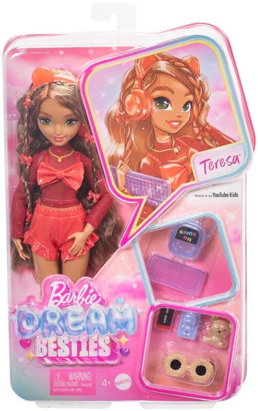 Bambole Barbie dream besties Teresa, bambola castana con accessori Barbie dream besties Teresa, bambola castana con accessori