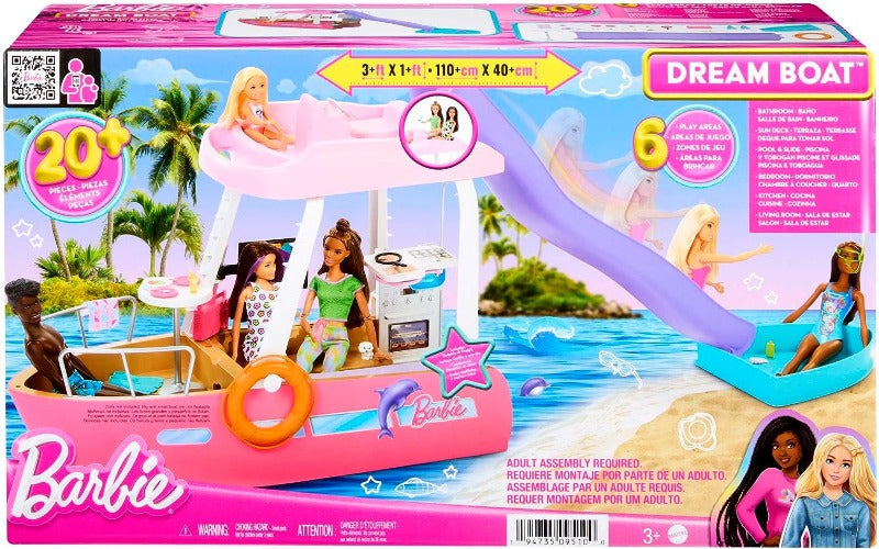 Barbie Barca dei Sogni di Barbie, Playset con piscina, scivolo e 20 Accessori