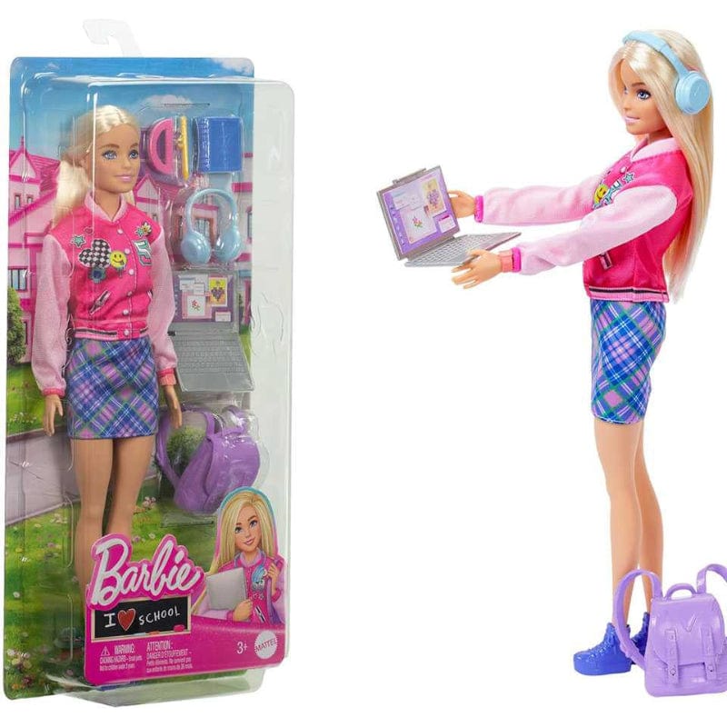 Bambole Barbie I Love School, bambola con accessori a tema college Barbie I Love School, bambola con accessori a tema college