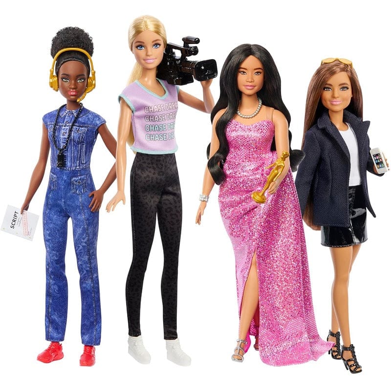 Bambole Barbie Carriere Donne nel Cinema, set 4 Bambole con accessori inclusi Barbie Carriere Donne nel Cinema, set 4 Bambole con accessori inclusi