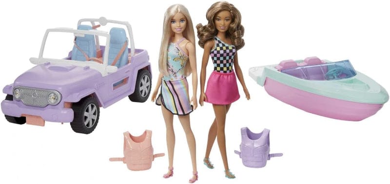 Bambole, playset e giocattoli Barbie set da Gioco che include Fuoristrada Motoscafo e due Bambole- GXD66 Barbie set da Gioco che include Fuoristrada Motoscafo e due Bambole- GXD66