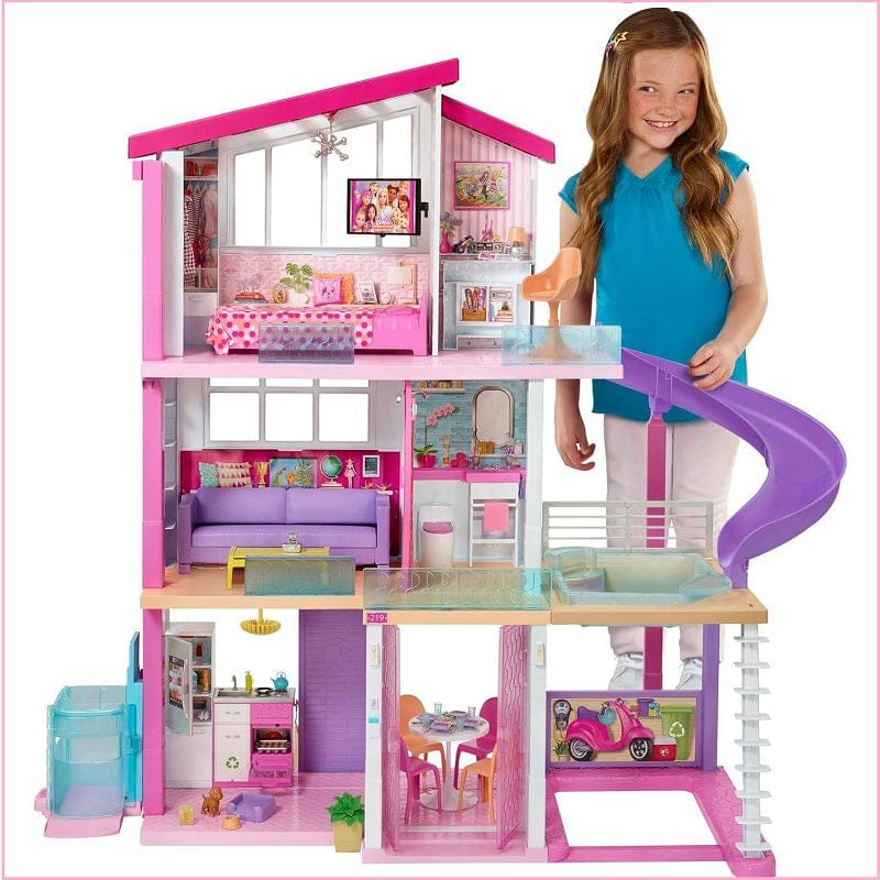 Bambole, playset e giocattoli Barbie Nuova Casa dei Sogni a 3 Piani con 8 Stanze, Ascensore e Piscina con Scivolo, Oltre 60 Accessori - GNH53 Barbie Nuova Casa dei Sogni a 3 Piani con 8 Stanze, Ascensore e Piscina con Scivolo, Oltre 60 Accessori - GNH53